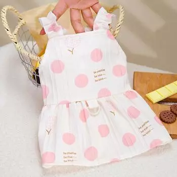 Корейское платье принцессы с крупным горошком для питомца, юбка для Тедди, померанского шпица, одежда для собак, весна-лето, тонкое S