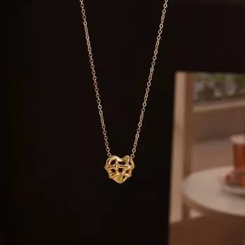 Корейское плетеное ожерелье в форме сердца: 18-каратное золото, титановая сталь, элитная роскошь для женщин