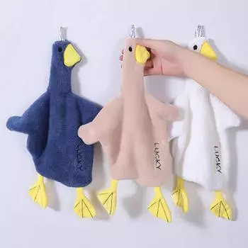 Корейское полотенце для рук с уткой, подвесное полотенце, милое кухонное полотенце для рук, мягкое впитывающее полотенце для рук, бытовое полотенце для рук из кораллового флиса, удобное для использования