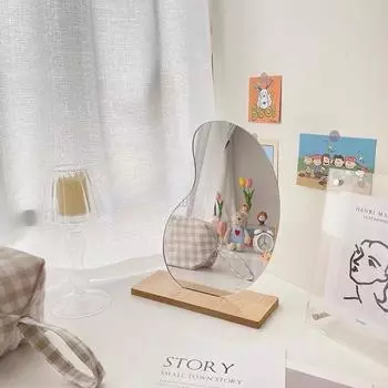 Корейское зеркало для макияжа, нестандартное акриловое декоративное зеркало, деревянная основа, косметика, бьюти-инструменты, прямые продажи