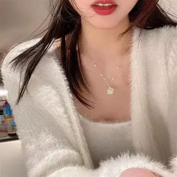 Корейское жемчужное ожерелье-чокер с камелией для женщин и девочек, цепочка с бусинами, свадебное ожерелье, ювелирный подарок