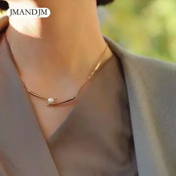 Корейское жемчужное ожерелье в виде палочек для еды, простое новое женское ожерелье с цепочкой на ключицу для холодного ветра золотой