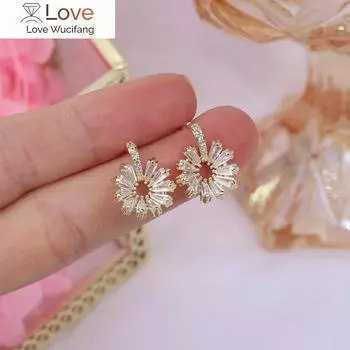 Корея продает модные ювелирные изделия 14 карат настоящее золотое покрытие AAA циркон простые круглые серьги элегантные женские свадебные вечерние серьги белый