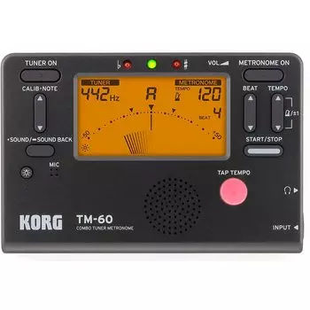 KORG Tuner Metronome Black TM-60 Маленький/Компактный/Начинающий/Духовой оркестр/Духовой оркестр/Оркестр/Персональные занятия/Портативный TM-60-BK