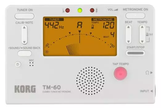 KORG Tuner Metronome можно использовать одновременно с TM-60 WH White Spirit Band Brass Band Orchestra Personal Practice Compact Portable
