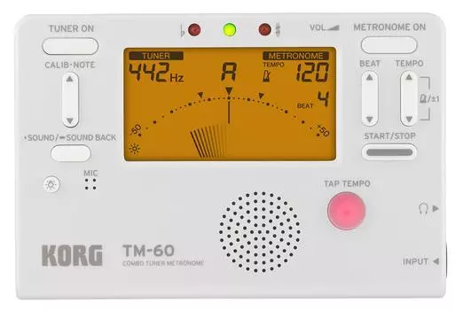 KORG Tuner Metronome White TM60WH TM-60 Маленький/Компактный/Начинающий/Духовой оркестр/Духовой оркестр/Оркестр/Персональные занятия/Портативный белый