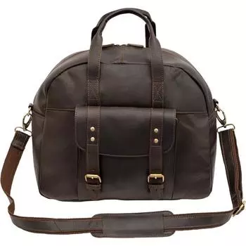 Коричневая кожаная дорожная сумка премиум-класса — стильный дорожный чемодан для выходных (16 дюймов) 16 x 13 x 8 in коричневый