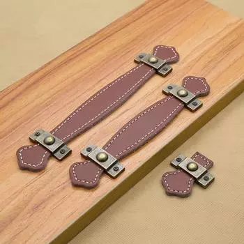 Коричневая кожаная ручка мягкая ручка для шкафа классические дверные ручки мебельная фурнитура brown-6888 -96mm