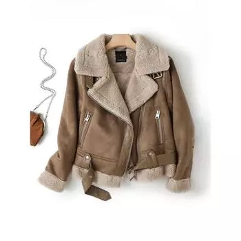 Коричневая куртка для женщин Зимняя винтажная интегрированная куртка с лацканами Длинные рукава Куртки женские Верхняя одежда Chic XS коричневый