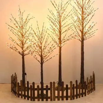 Коричневая освещенная береза 1,5 м 1,8 м 2,1 м Искусственная освещенная рождественская елка Светящаяся береза Рождественский праздничный декор Warm White