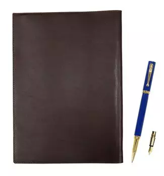 Коричневая переработанная коровья кожа B5 книга и блокнот Exchange BP ZX чернила для перьевой ручки и синий набор обложек, (отдельный картридж), (T23-B5-005C-ZX-L) синий