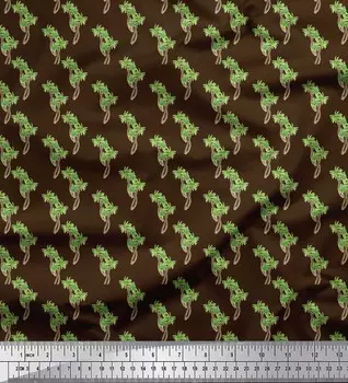 Коричневая полиэфирная креповая ткань Soimoi Ткань с принтом пальмы по метрам 42 дюйма 42 Inch Wide - Poly Crepe коричневый