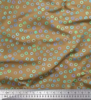 Коричневая японская креп-атласная ткань Soimoi, ткань с геометрическим принтом и круглым метром, 42 дюйма 42 Inch Wide - Poly Crepe коричневый