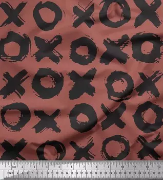 Коричневая японская креп-сатиновая ткань Soimoi, ткань с геометрическим принтом в виде кругов и крестов, 42 дюйма по метрам 42 Inch Wide - Cotton Voile коричневый