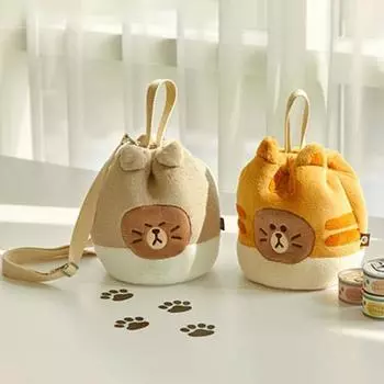 Коричневая сумка-ведро LINE Friends Kitten Cheese