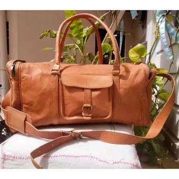 Коричневая винтажная дорожная дорожная сумка из натуральной яловой кожи для ручной клади 21 X 9 X 9 in коричневый