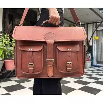 Коричневая винтажная сумка через плечо из натуральной кожи. Сумка-мессенджер из натуральной кожи коричневого цвета, изготовленная вручную. 11 x 9 x 3 in коричневый