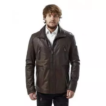 Коричневое кожаное пальто Benado