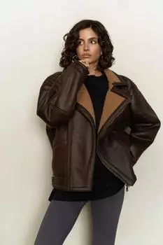 Коричневое пальто Shelby на меховой подкладке