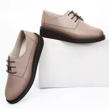 Коричневые антикварные женские туфли на шнуровке с круглым носком и заполненной подошвой
