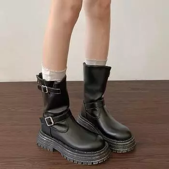 Коричневые ботинки Martin на платформе в ретро-британском стиле женские летние универсальные высокие короткие ботинки Maillard 2025 года 35 коричневый