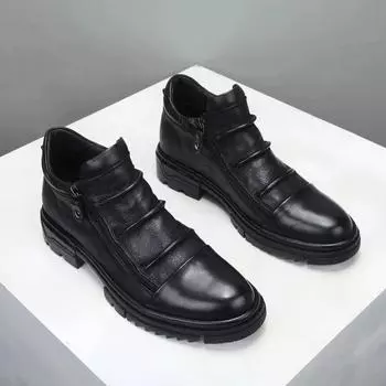 Коричневые черные мужские туфли ретро коричневые кожаные мужские туфли повседневные короткие ботинки натуральная кожа 39