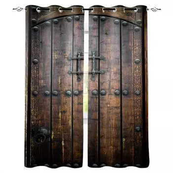 Коричневые деревянные двери затемняющие шторы для гостиной спальни оконные шторы занавески для кухни W135 x H60cm