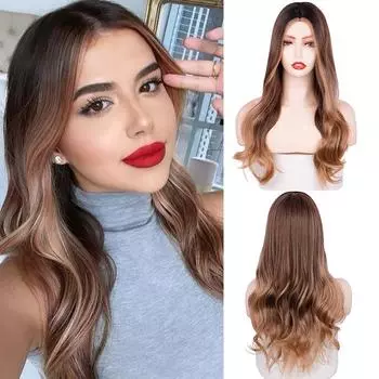 Коричневые длинные вьющиеся волосы для женщин, ежедневный термостойкий парик 28inches
