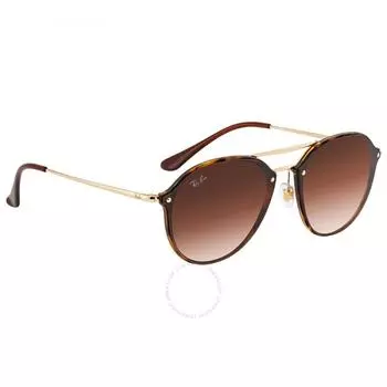 Коричневые круглые солнцезащитные очки Ray Ban Blaze с двойной перемычкой и градиентом RB4292N 710 13 62