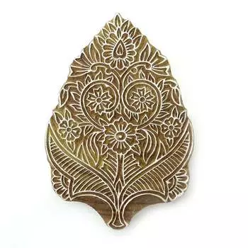 Коричневые Листья Деревянные Декоративные Текстильные Блоки Печати Ручной Резной Штамп 5.3 X 3.5 Inches коричневый