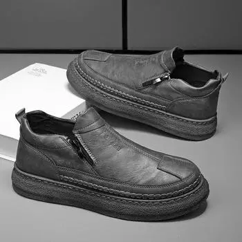 Коричневые мужские кожаные туфли на платформе, мужская повседневная обувь, толстая подошва, классика, оригинал, распродажа, бесплатная доставка, модная обувь из ПУ 39 чёрный