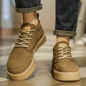 Коричневые повседневные мужские туфли для сноуборда Модный новый минималистский стиль Для отдыха на природе Прогулки Повседневная обувь Осенняя и зимняя обувь Молодежная обувь 39 бежевый