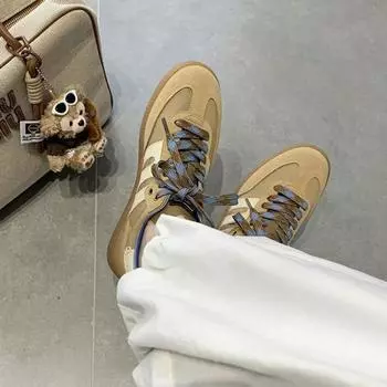 Коричневые женские летние новые ретро мягкая кожа повседневная спортивная обувь цветовая гамма плоская подошва 35