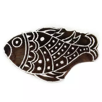 Коричневый деревянный блок художественная текстильная печать блок рыба ручная резьба штамп для скрапбукинга 5.5 X 3 Inches коричневый