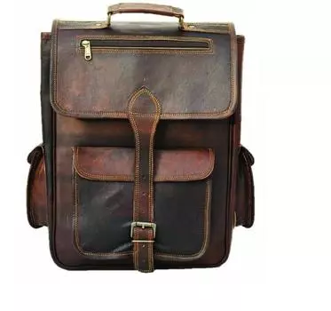 Коричневый классический мужской рюкзак для ноутбука из натуральной козьей кожи для путешествий в колледже 12 X 16 коричневый