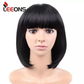 Коричневый короткий парик Боб с челкой для женщин, термостойкие синтетические парики, косплей, вечерние прически Лолиты Боб, серебристо-зеленый