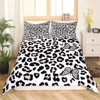 Коричневый леопардовый принт с изображением гепарда, пододеяльник для детей, подростков, мальчиков, девочек, мужчин и женщин, декор спальни, комплект постельного белья с изображением диких животных в африканском стиле 135x200cm 2pcs