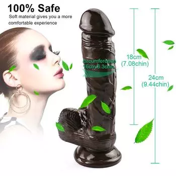 Коричневый мягкий пенис, огромный большой фаллоимитатор, реалистичный без вибратора на присоске, секс-игрушки для женщин, женская мастурбация, магазин для взрослых 24cm