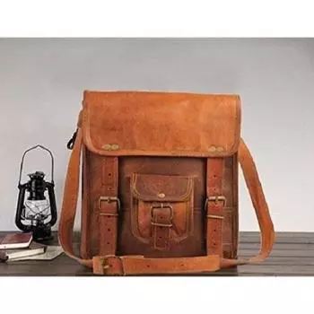 Коричневый портфель-портфель ручной работы из натуральной козьей кожи сумка-мессенджер в стиле ретро сумка 9 x 11 x 4 in коричневый