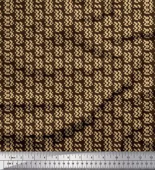 Коричневый японский креп-сатин Soimoi, мазок кисти, ткань с абстрактным принтом, 42 дюйма на метр 42 Inch Wide - Poly Crepe коричневый