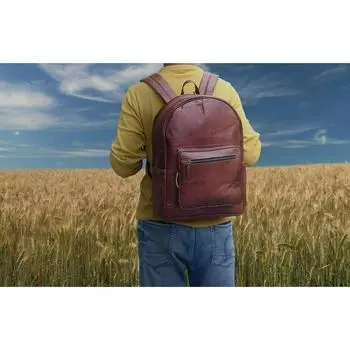 Коричневый винтажный рюкзак из натуральной козьей кожи ручной работы рюкзак унисекс через плечо 16 x 12 x 5 in коричневый