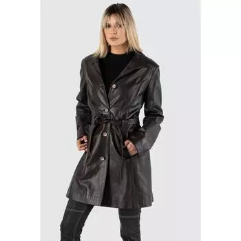 Коричневый женский плащ Adriano из натуральной кожи