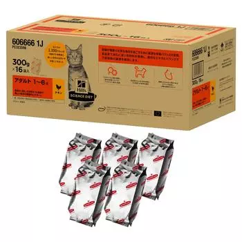 Корм для кошек Hills Science Diet Adult Years Chicken x 16 для взрослых кошек, сухой, для поддержания здоровья нижних мочевыводящих путей 1-6 4,8 кг (300г пакеты)