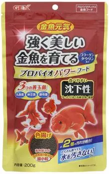 Корм GEX Goldfish Genki Pro Bio Power содержит полезные бактерии, натуральные ингредиенты для улучшения цвета, тонущий корм 200 г и