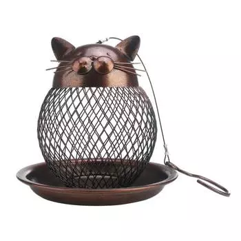 Кормушка для диких птиц в винтажном стиле для кошек с перегородкой, легко заполняемая, просторная, стоячая