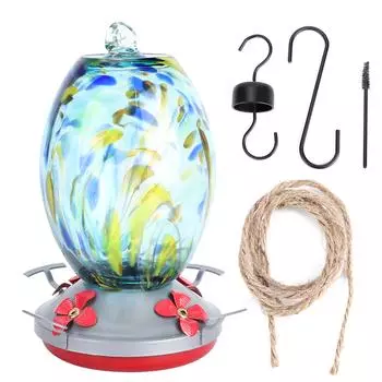 Кормушка для колибри, цветная роспись, стеклянный инструмент для кормления птиц для сада, двораQ2