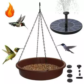 Кормушка для колибри на солнечной батарее, выдуваемая вручную, с солнечным насосом для фонтана, миска для кормления водой для украшения двора и сада на открытом воздухе