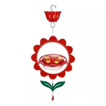 Кормушка для колибри, подвесная, наружная, цветочный дизайн, кормушка для диких птиц, нектар, ров для муравьев, для декора патио на заднем дворе красный