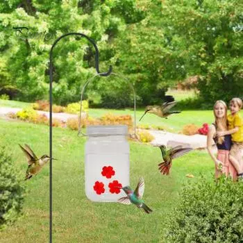 Кормушка для колибри в банке Мейсона, подвесная кормушка для птиц на открытом воздухе, пластиковая герметичная банка для кормушки для колибри с отверстиями для цветов для сада и двора разноцветный