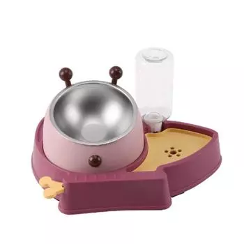 Кормушка для корма и воды для домашних животных в форме бабочек и пчел, наклон 15 градусов, маленькая автоматическая, для кошек, для воды и еды розовый